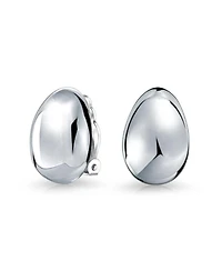 Bling Jewelry Classic Simple Dome Teardrop Clip On Earrings .925 Sterling Silver