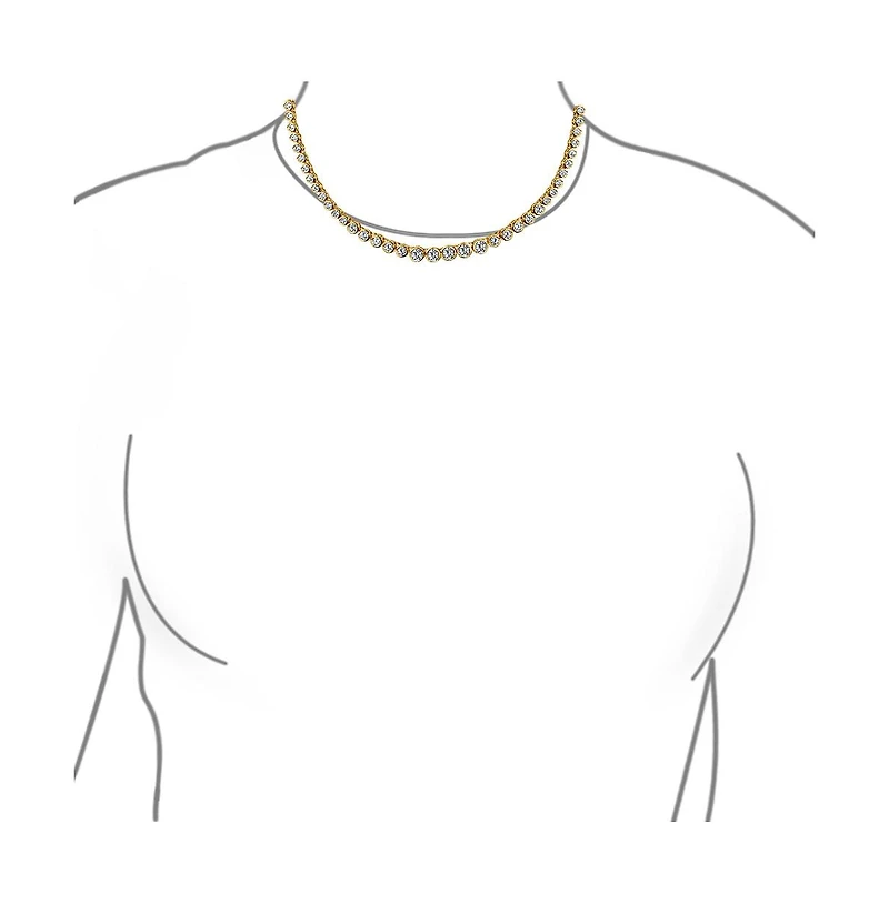 Bling Jewelry Cocktail Cubic Zirconia Bezel Set Cz Graduated Tennis Necklace Collar Silver Gold Plated
