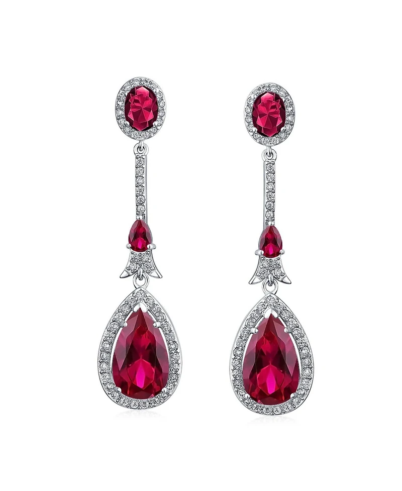 Bling Jewelry Art Deco Style Dangle Cubic Zirconia Halo Cz Teardrop Statement Chandelier Earrings