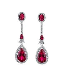 Bling Jewelry Art Deco Style Dangle Cubic Zirconia Halo Cz Teardrop Statement Chandelier Earrings