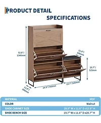 gaomon Farmhouse Entryway Shoe Cabinet with Bench