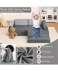 Modular Kids Couch 13PCS Nugget Couch,Toddler Couch for Creative Boys Girls, Convertible Nugget Couch Kids Modular Play Couch, Kids Sofa for Playroom