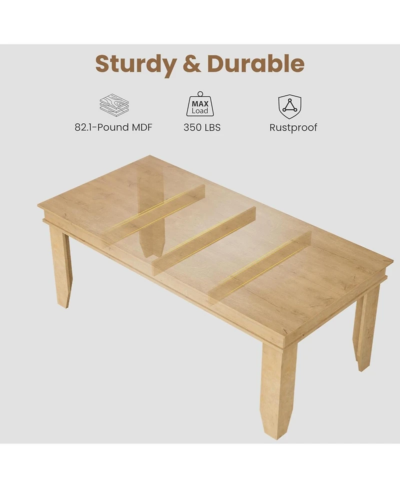 gaomon 71 in Long Natural Color Kitchen Tables with Wooden Sturdy Frame, 6 ft Large Rectangular Dinner Table for Living Room, Kitchen, Dining Room