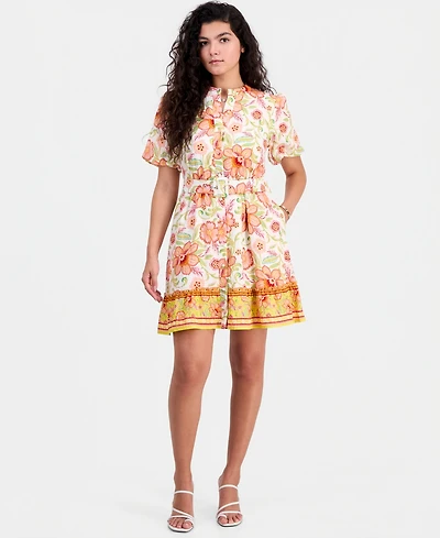Sam Edelman Women's Sun-Kissed Puff-Sleeve Shirt Dress