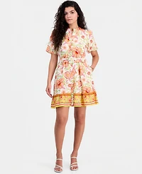 Sam Edelman Women's Sun-Kissed Puff-Sleeve Shirt Dress