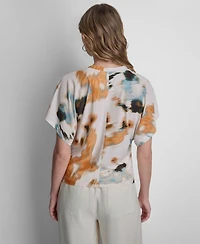 Dkny Women's Dolman-Sleeve Printed Top