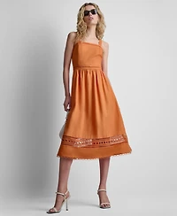Dkny Women's Sleeveless Straight Neck Loop Lace Dress