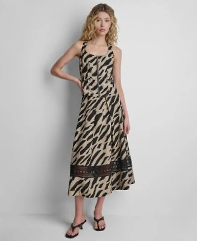 Dkny Womens Sleeveless Printed Zip Front Top Printed Loop Lace Skirt