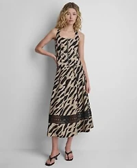 Dkny Womens Sleeveless Printed Zip Front Top Printed Loop Lace Skirt