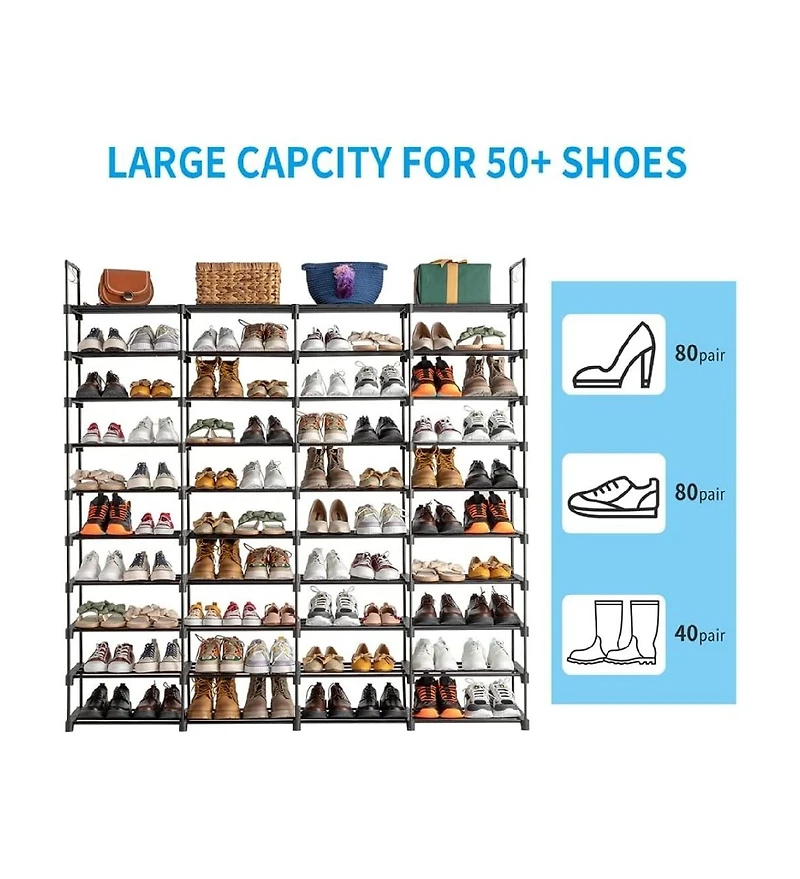 gaomon 10-Tier Stackable Shoe Rack Organizer, Holds 72 Pairs