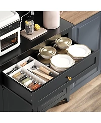 gaomon 63" Pantry Cabinet with 4 Hooks, Kitchen Storage Charging Station, Coffee Bar Table for Living Room, Dining 1 Large Dra