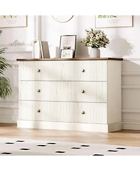 gaomon 6 Drawer Dresser for Bedroom, Horizontal Chest of Drawers, Fluted Panel Wood Dresser, Small Space Bedroom Clothing