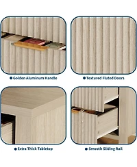gaomon Fluted Sideboard Buffet Cabinet,Large Coffee Bar Cupboard Cabinet Wooden Credenza Drawers for Living Room Kitchen Entryway