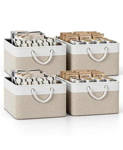 Sugift Fabric Storage Bins with Rope Handles Set of 4