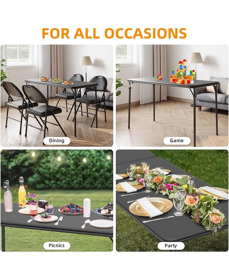 gaomon 4-Foot Folding Table with Upholstered Pu Leather Top, Heavy-Duty Metal Legs