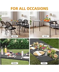 gaomon 4-Foot Folding Table with Upholstered Pu Leather Top, Heavy-Duty Metal Legs