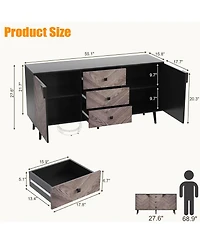 gaomon 55 Point 1 Inch 3 Drawer Storage Cabinet with Adjustable Shelf and Doors Modern Sideboard Buffet Cabinet for Dining Room