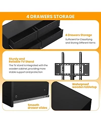 gaomon Tv Stand, Mount for 32/45/55/65/75/80 inch TVs, Entertainment Center w/ 4 Drawers Storage, Wood Media Console Tables Bed,Living Room