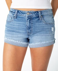 Celebrity Pink Juniors' Mid-Rise Fringe-Cuff Shorts