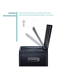 Home Zone Living 16 Gallon Stainless Steel Triple Trash and Recycling Can with Soft Close Lids and Step Pedals