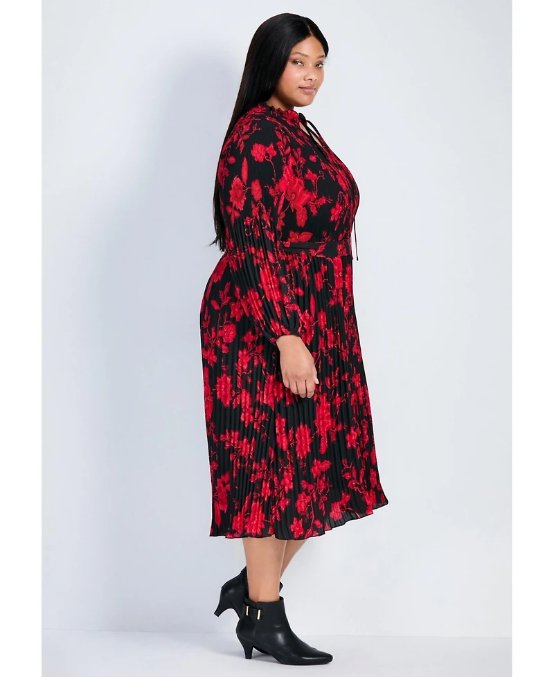 Avenue Women's Liana Pleated Blouson Sleeve Dress