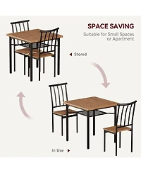 gaomon 2-Piece Square Table Set for 2, Modern Kitchen Dining Set, Space-Saving Mdf & Stainless Steel, Retro