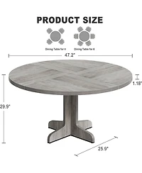 gaomon Round Dining Table for 4-6, Farmhouse Wood Table, Sturdy Base, Spacious Top, Home, Kitchen