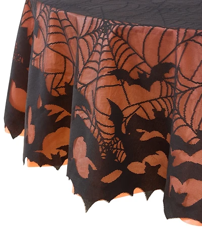 Elrene Bats Web Lace Halloween Tablecloth, 70" Round