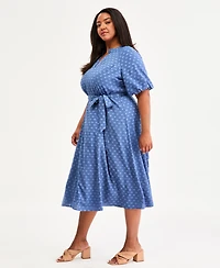 Vince Camuto Plus Puff-Sleeve Midi Dress