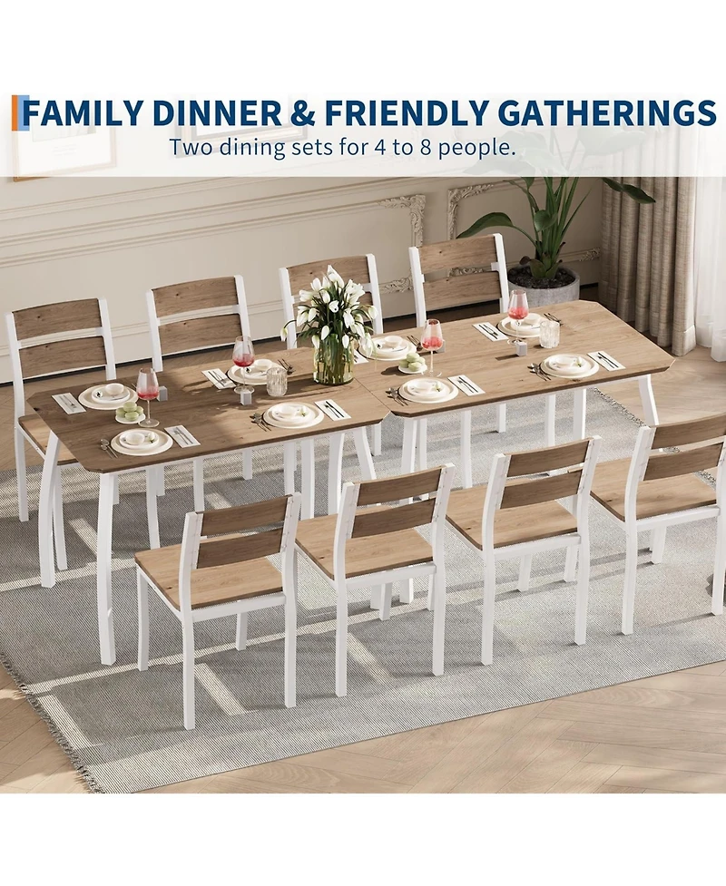 gaomon 5-Piece Modern Wooden Dining Table Set with 4 Wooden Seat Chairs