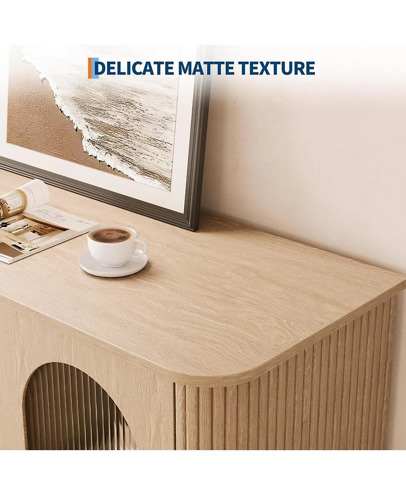 gaomon Sideboard Buffet Cabinet with Fluted Glass Doors & 3 Drawers