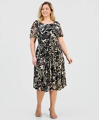 Robbie Bee Plus Round-Neck Tie-Waist Dress