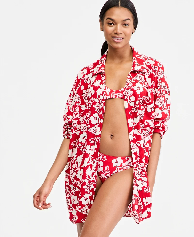 Roxy Juniors' Days Of Summer Long-Sleeve Button-Up Cover-Up Shirt