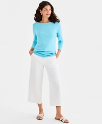 Style & Co Women's Pima Cotton 3/4-Sleeve Boat-Neck Top, Created for Macy's
