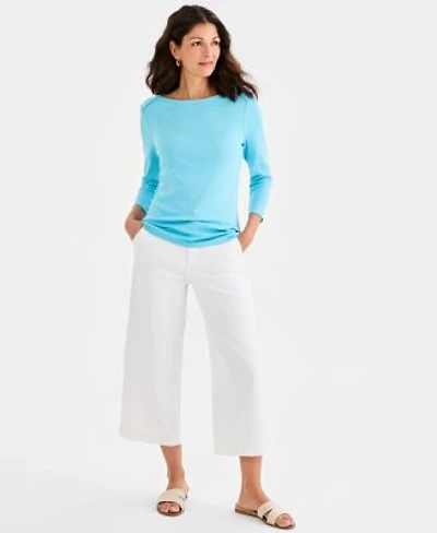 Style Co Womens Pima Cotton 3 4 Sleeve Boat Neck Top Pp 4x Created For Macys