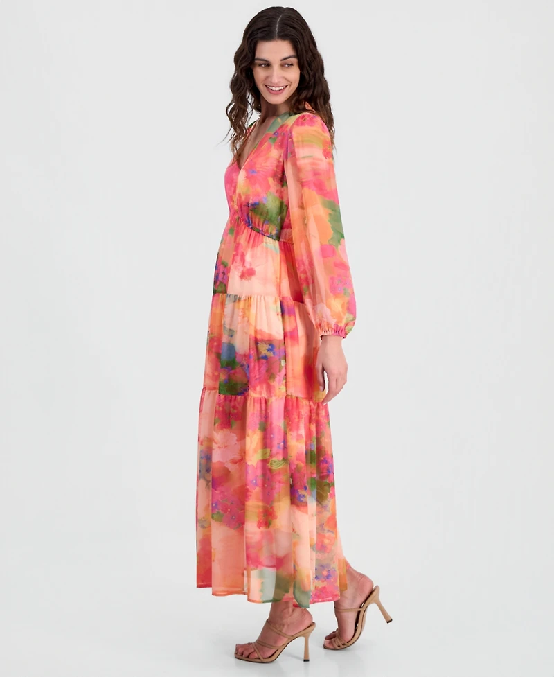 Robbie Bee Women's V-Neck Long-Sleeve Maxi Dress