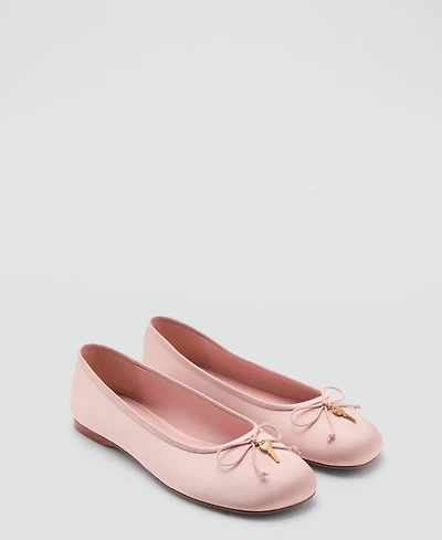 Mango Women's Bow And Charm Detail Ballet Flats