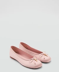 Mango Women's Bow And Charm Detail Ballet Flats