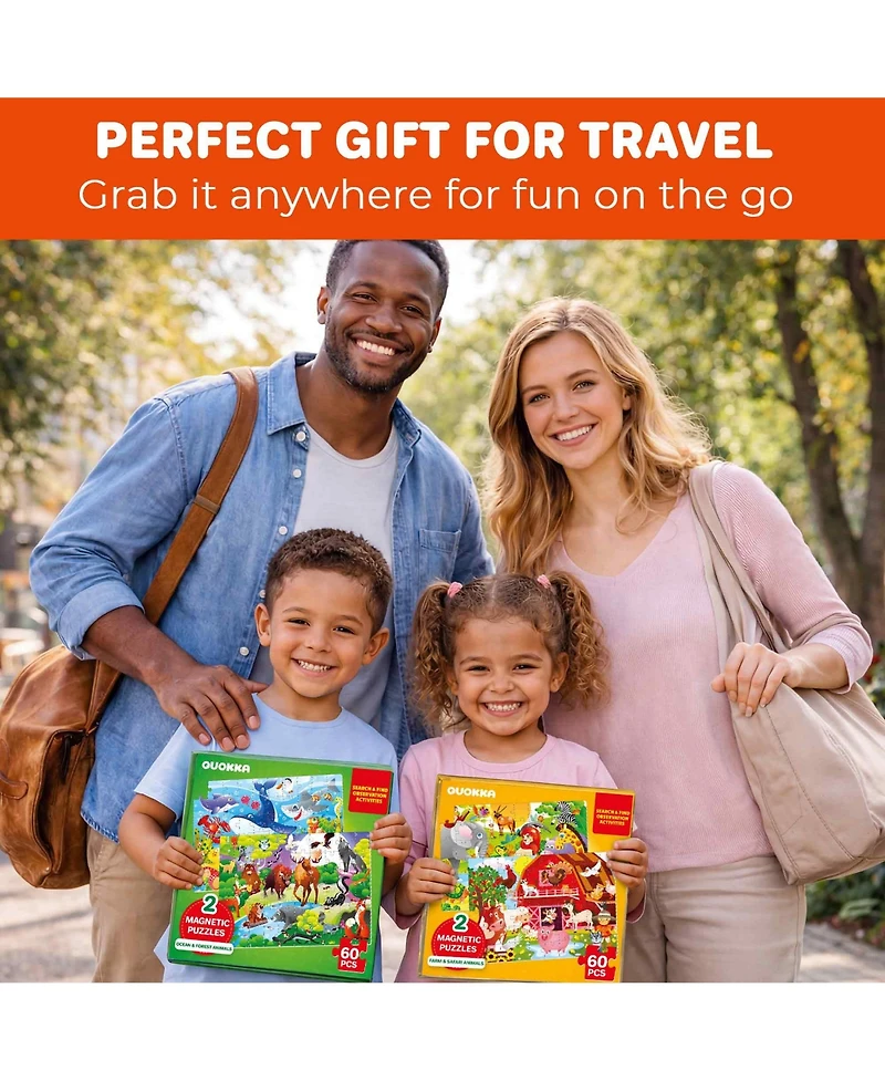 Quokka Magnetic Puzzles for Toddlers 3-5 – Search and Find 2 Pack, 60 Pieces Each