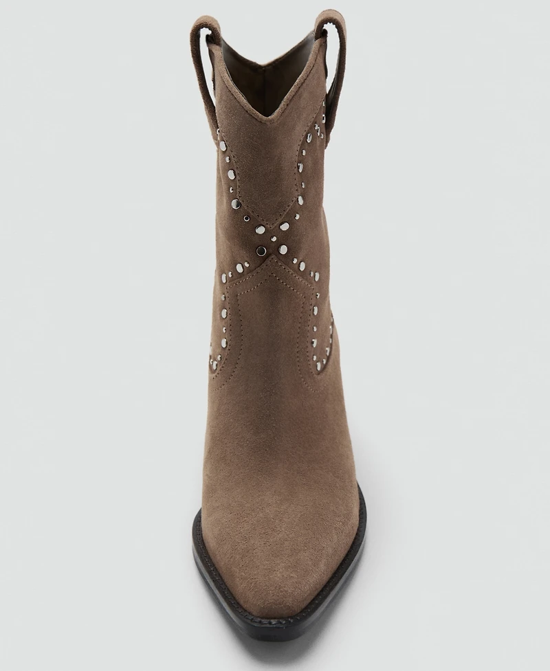 Mango Women's Studs Suede Ankle Boots