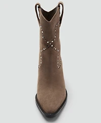 Mango Women's Studs Suede Ankle Boots