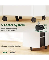 Rainsken 3-Drawer Metal File Cabinet with Lock on Wheels, Rolling Filing Cabinets for Home Office Organizer, Fit Legal/Letter/A4 Size