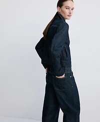 Mango Women's Pockets Fitted Denim Jacket