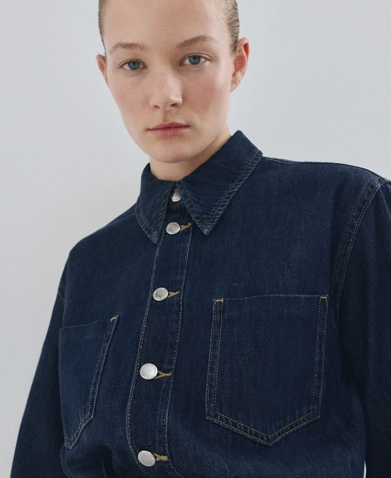 Mango Women's Buttons Denim Jumpsuit