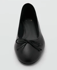 Mango Women's Bow Leather Ballet Flats