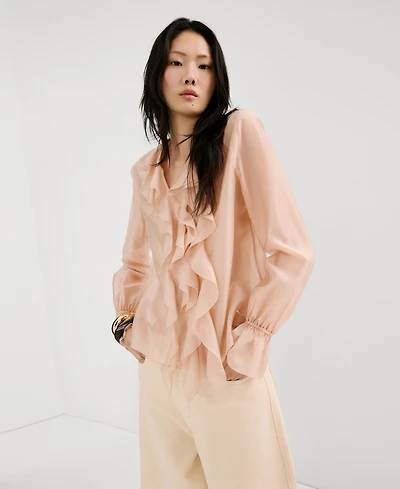 Mango Women's Ruffled Lyocell Blouse