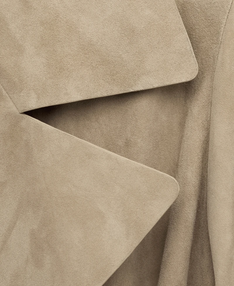 Mango Women's Leather Suede Belted Trench Coat