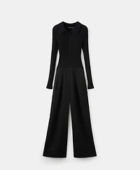 Mango Women's Contrast-Bodice Long Jumpsuit