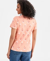 Style & Co Women's Printed Short-Sleeve Henley Top, Macy's Exclusive