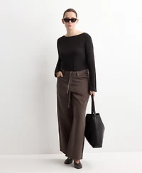 Mango Women's Drawstring Wide-Leg Jeans